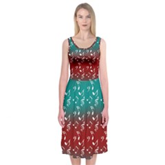 Red Teal Music Midi Sleeveless Dress by snowwhitegirl