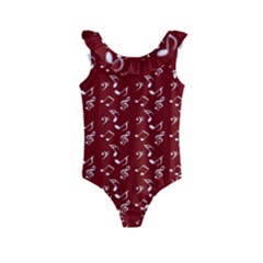 Burgundy Music Kids  Frill Swimsuit