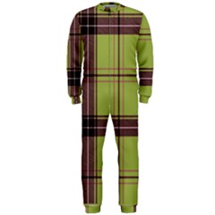 Avocado Green Plaid Onepiece Jumpsuit (men)  by snowwhitegirl