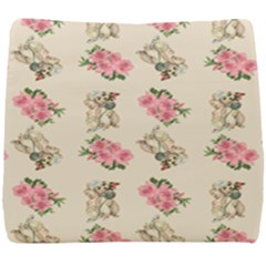 Retro Dog Floral Pattern Ecru Seat Cushion