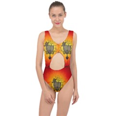 Wonderful Heart With Butterflies And Floral Elements Center Cut Out Swimsuit by FantasyWorld7