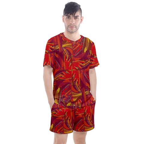 Colorful Abstract Ethnic Style Pattern Men s Mesh Tee And Shorts Set by dflcprints