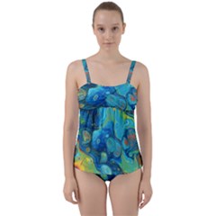 Fire Edge Nebula Twist Front Tankini Set by lwdstudio