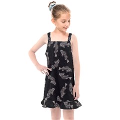 Vintage Fish Skeleton Pattern  Kids  Overall Dress