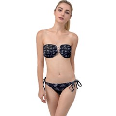 Fast Food Pattern Twist Bandeau Bikini Set