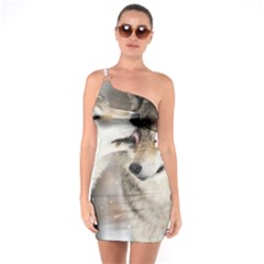 Lovable Wolves One Shoulder Ring Trim Bodycon Dress by amazinganimals