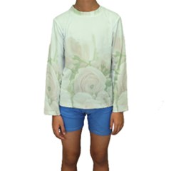 Pastel Roses Background Romantic Kids  Long Sleeve Swimwear