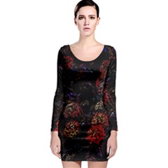 Floral Fireworks Long Sleeve Bodycon Dress by FunnyCow