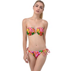 Blushing Tulip Flowers Twist Bandeau Bikini Set