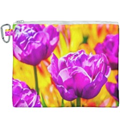 Violet Tulip Flowers Canvas Cosmetic Bag (xxxl)