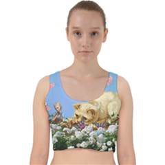 Cat And Butterflies Velvet Racer Back Crop Top