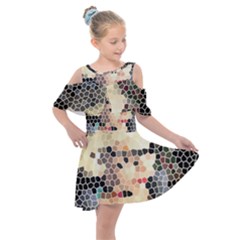 Stained Glass Girl Kids  Shoulder Cutout Chiffon Dress