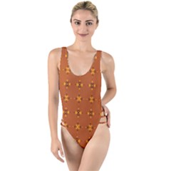 Bold  Geometric Yellow Circles Sm High Leg Strappy Swimsuit