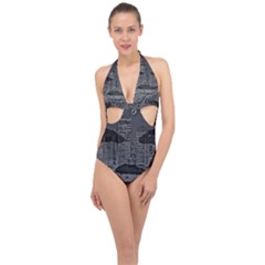 Trill Cover Final Halter Front Plunge Swimsuit by BOSTONSFINESTTRILL