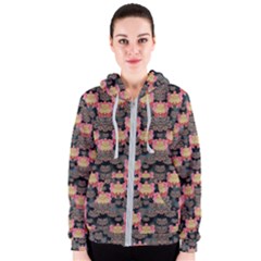 Heavy Metal Meets Power Of The Big Flower Women s Zipper Hoodie by pepitasart