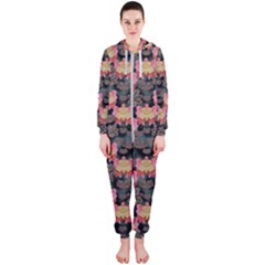 Heavy Metal Meets Power Of The Big Flower Hooded Jumpsuit (ladies)  by pepitasart