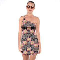 Heavy Metal Meets Power Of The Big Flower One Soulder Bodycon Dress by pepitasart