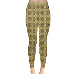 Floral Circles Yellow Inside Out Leggings by BrightVibesDesign