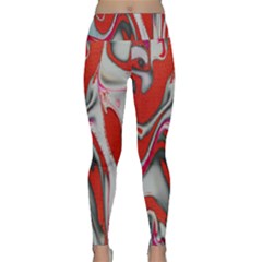 Elegant Red Swirls By Flipstylez Designs Lightweight Velour Classic Yoga Leggings