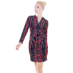 Blackandredswirldesignflipbigger Button Long Sleeve Dress