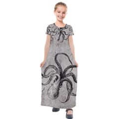 Vintage Octopus  Kids  Short Sleeve Maxi Dress by Valentinaart