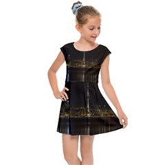 City River Water Cityscape Skyline Kids Cap Sleeve Dress by Nexatart