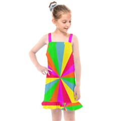 Neon Rainbow Burst Kids  Overall Dress