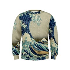 The Classic Japanese Great Wave Off Kanagawa By Hokusai Kids  Sweatshirt by PodArtist