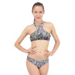 Transparent Volcano Fish High Neck Bikini Set by chellerayartisans