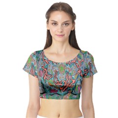 Octopusquad Short Sleeve Crop Top by chellerayartisans