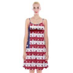 Usa Flag Halloween Holiday Nightmare Stripes Spaghetti Strap Velvet Dress by PodArtist