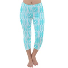 Aqua Blue Colored Waikiki Surfboards  Capri Winter Leggings  by PodArtist