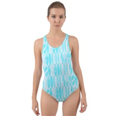 Aqua Blue Colored Waikiki Surfboards  Cut-out Back One Piece Swimsuit by PodArtist