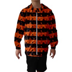 Orange And Black Spooky Halloween Nightmare Stripes Hooded Windbreaker (kids) by PodArtist