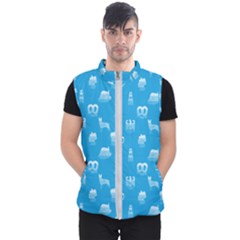 Oktoberfest Bavarian October Beer Festival Motifs In Bavarian Blue Men s Puffer Vest by PodArtist