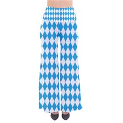 Oktoberfest Bavarian Blue And White Large Diagonal Diamond Pattern So Vintage Palazzo Pants by PodArtist