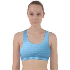 Oktoberfest Bavarian Blue And White Small Diagonal Diamond Pattern Back Weave Sports Bra by PodArtist