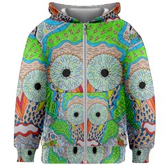 Cosmic Owl Kids Zipper Hoodie Without Drawstring