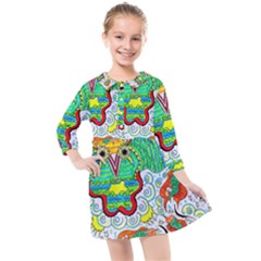 Cosmic Coocoobird Kids  Quarter Sleeve Shirt Dress by chellerayartisans