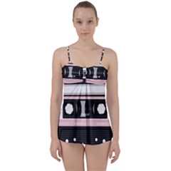 Pink Compact Cassette Babydoll Tankini Set