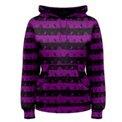 Zombie Purple And Black Halloween Nightmare Stripes  Women s Pullover Hoodie by PodArtist