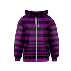 Zombie Purple And Black Halloween Nightmare Stripes  Kids  Zipper Hoodie by PodArtist