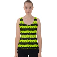 Slime Green And Black Halloween Nightmare Stripes  Velvet Tank Top by PodArtist