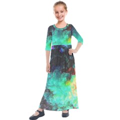 3d Paint                                           Kids  Quarter Sleeve Maxi Dress