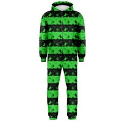 Monster Green And Black Halloween Nightmare Stripes  Hooded Jumpsuit (men)  by PodArtist