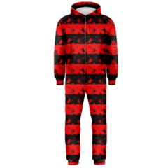 Red Devil And Black Halloween Nightmare Stripes  Hooded Jumpsuit (men)  by PodArtist