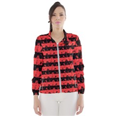 Donated Kidney Pink And Black Halloween Nightmare Stripes  Windbreaker (women) by PodArtist