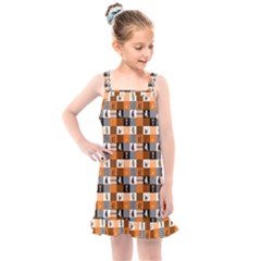 Witches, Monsters And Ghosts Halloween Orange And Black Patchwork Quilt Squares Kids  Overall Dress