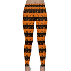 Dark Pumpkin Orange And Black Halloween Nightmare Stripes  Lightweight Velour Classic Yoga Leggings