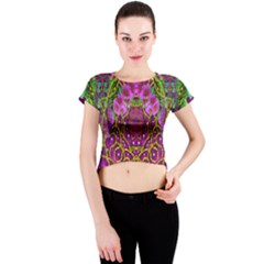 Star Of Freedom Ornate Rainfall In The Tropical Rainforest Crew Neck Crop Top by pepitasart